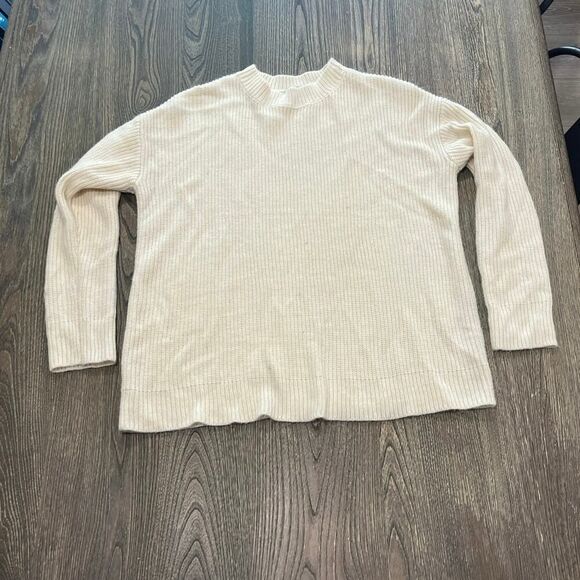 dip Sweaters - Dip Womens Ribbed Knit Sweater Crewneck Long Sleeves Acrylic Cream Size Medium